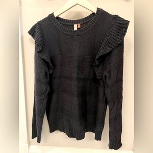 Evereve black ruffle sweater